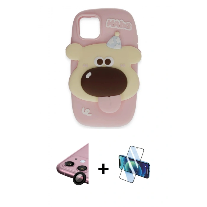 MARSİLYAN™- iPhone 11 Kılıf Akış Yansıma - Siyah 3D Antistatik Cam Ekran Koruyucu + Raze Metal Kamera Lens - SH