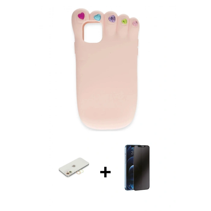 MARSİLYAN™- iPhone 11 Kılıf Akış Yansıma - Siyah 3D Antistatik Hayalet Cam Ekran Koruyucu + Renkli Kamera Lens Koruma Cam - SI