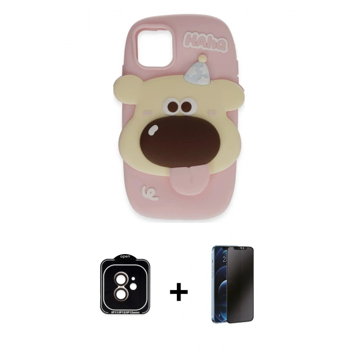 MARSİLYAN™- iPhone 11 Kılıf Akış Yansıma - Siyah 3D Antistatik Hayalet Cam Ekran Koruyucu + PVD Metal Kamera Lens - TU
