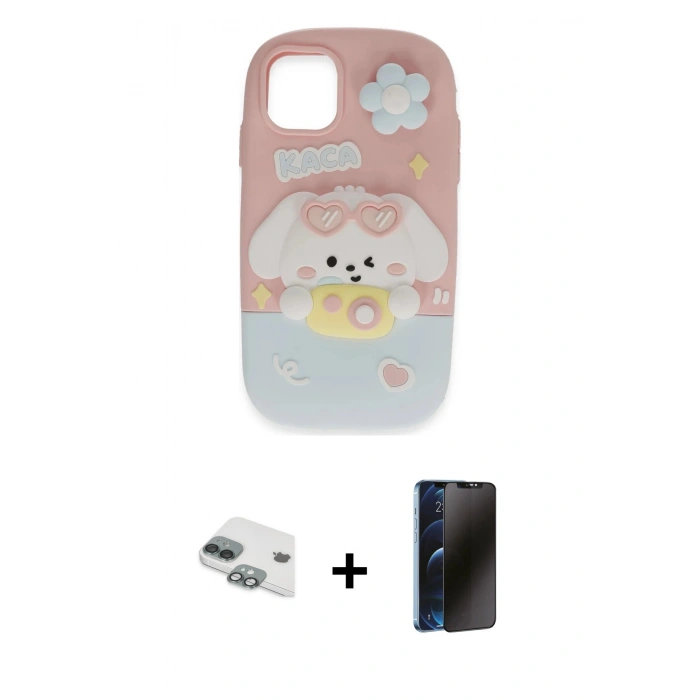 MARSİLYAN™- iPhone 11 Kılıf Akış Yansıma - Siyah 3D Antistatik Hayalet Cam Ekran Koruyucu + Pers Alüminyum Kamera Lens - YL