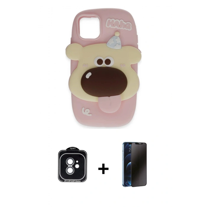 MARSİLYAN™- iPhone 11 Kılıf Akış Yansıma - Siyah 3D Antistatik Hayalet Cam Ekran Koruyucu + PVD Metal Kamera Lens - YL