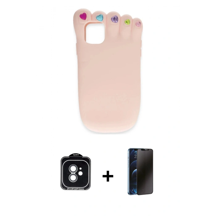 MARSİLYAN™- iPhone 11 Kılıf Akış Yansıma - Siyah 3D Antistatik Hayalet Cam Ekran Koruyucu + PVD Metal Kamera Lens - YL