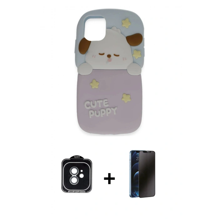 MARSİLYAN™- iPhone 11 Kılıf Akış Yansıma - Siyah 3D Antistatik Hayalet Cam Ekran Koruyucu + PVD Metal Kamera Lens - YL