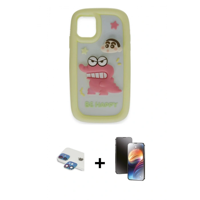 MARSİLYAN™- iPhone 11 Kılıf Akış Yansıma - Siyah 3D Antistatik Mat Seramik Nano Ekran Koruyucu + Pers Alüminyum Kamera Lens - GI