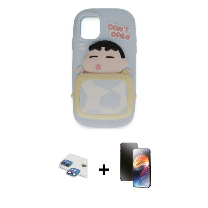 MARSİLYAN™- iPhone 11 Kılıf Akış Yansıma - Siyah 3D Antistatik Mat Seramik Nano Ekran Koruyucu + Pers Alüminyum Kamera Lens - GI