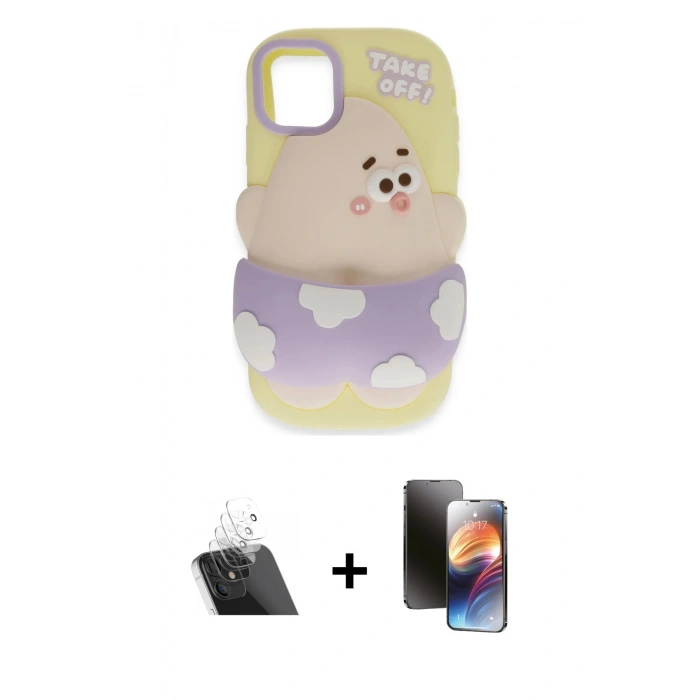 MARSİLYAN™- iPhone 11 Kılıf Akış Yansıma - Siyah 3D Antistatik Mat Seramik Nano Ekran Koruyucu + Kamera Lens Koruma Cam - SF