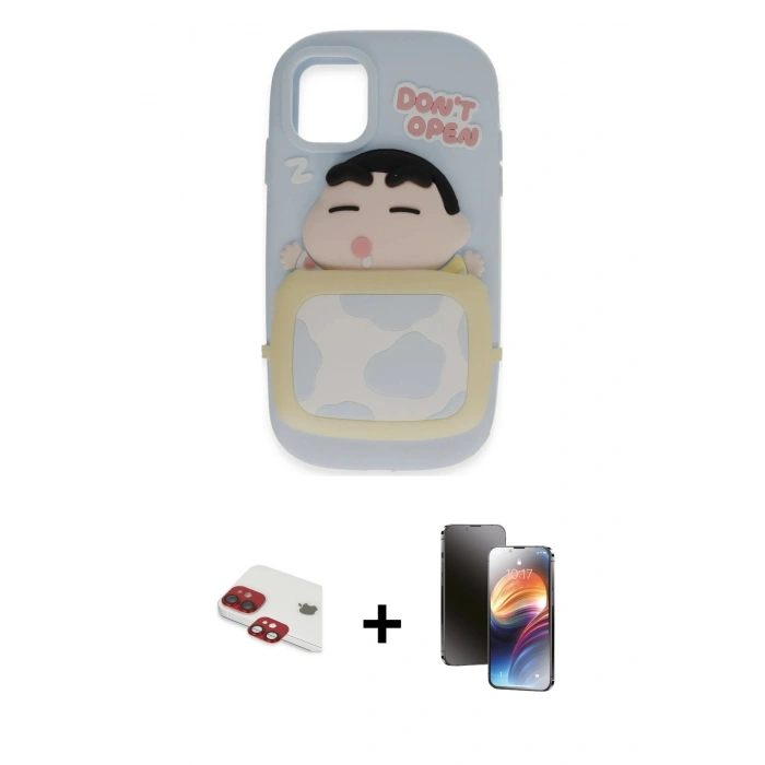 MARSİLYAN™- iPhone 11 Kılıf Akış Yansıma - Siyah 3D Antistatik Mat Seramik Nano Ekran Koruyucu + Pers Alüminyum Kamera Lens - KI