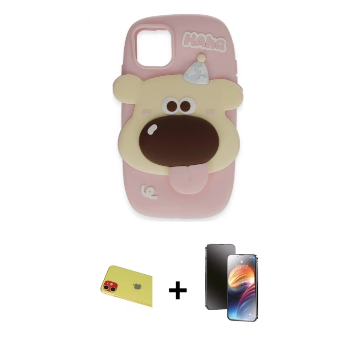 MARSİLYAN™- iPhone 11 Kılıf Akış Yansıma - Siyah 3D Antistatik Mat Seramik Nano Ekran Koruyucu + Rainbow Kamera Lens Koruma Cam - KI