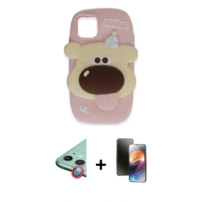 MARSİLYAN™- iPhone 11 Kılıf Akış Yansıma - Siyah 3D Antistatik Mat Seramik Nano Ekran Koruyucu + Raze Metal Kamera Lens - KI