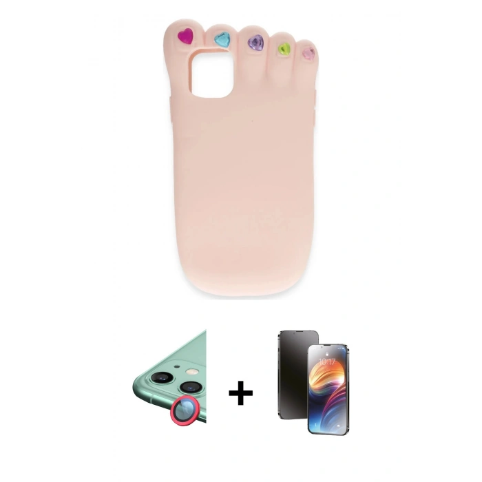 MARSİLYAN™- iPhone 11 Kılıf Akış Yansıma - Siyah 3D Antistatik Mat Seramik Nano Ekran Koruyucu + Raze Metal Kamera Lens - KI