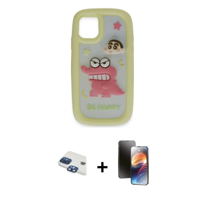 MARSİLYAN™- iPhone 11 Kılıf Akış Yansıma - Siyah 3D Antistatik Mat Seramik Nano Ekran Koruyucu + Pers Alüminyum Kamera Lens - LT