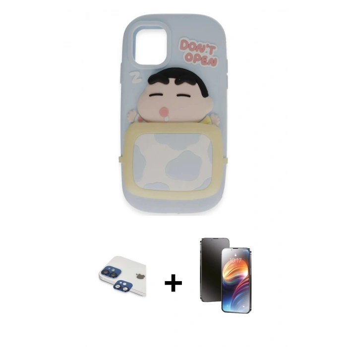 MARSİLYAN™- iPhone 11 Kılıf Akış Yansıma - Siyah 3D Antistatik Mat Seramik Nano Ekran Koruyucu + Pers Alüminyum Kamera Lens - LT
