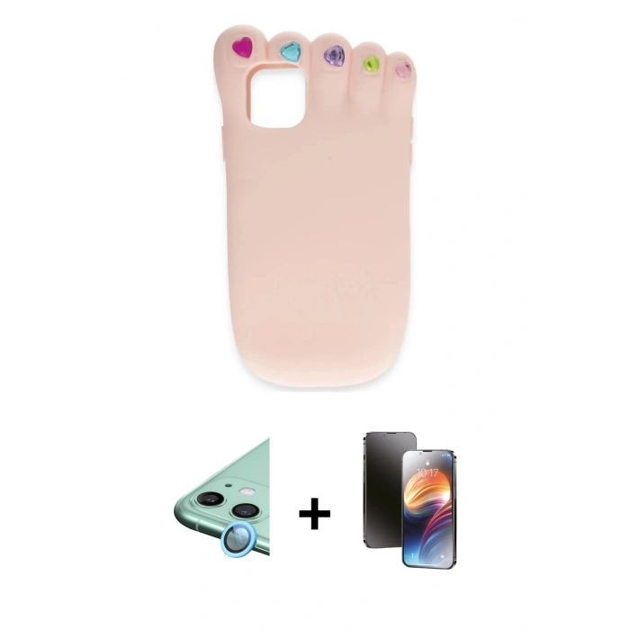MARSİLYAN™- iPhone 11 Kılıf Akış Yansıma - Siyah 3D Antistatik Mat Seramik Nano Ekran Koruyucu + Mavi Raze Metal Kamera Lens