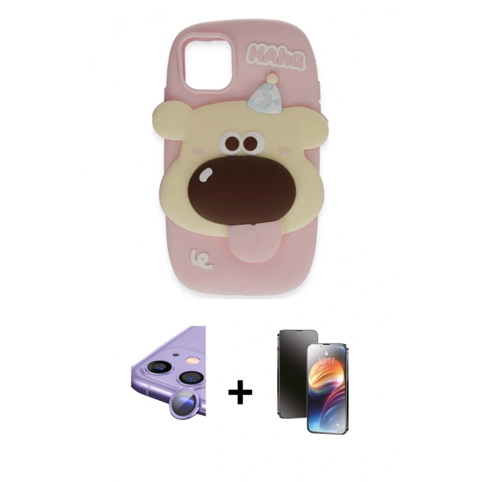 MARSİLYAN™- iPhone 11 Kılıf Akış Yansıma - Siyah 3D Antistatik Mat Seramik Nano Ekran Koruyucu + Mor Raze Metal Kamera Lens