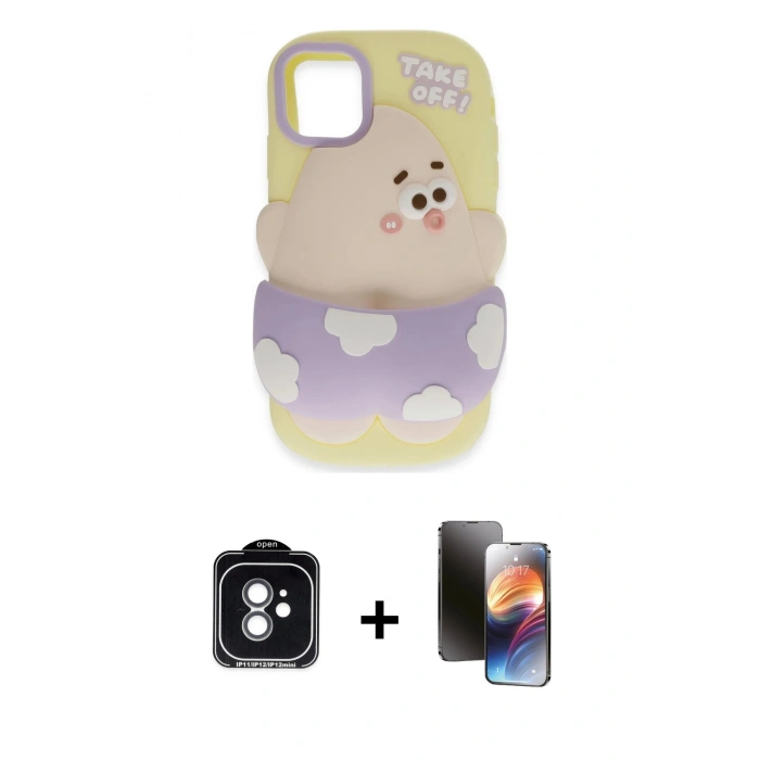 MARSİLYAN™- iPhone 11 Kılıf Akış Yansıma - Siyah 3D Antistatik Mat Seramik Nano Ekran Koruyucu + PVD Metal Kamera Lens - YL