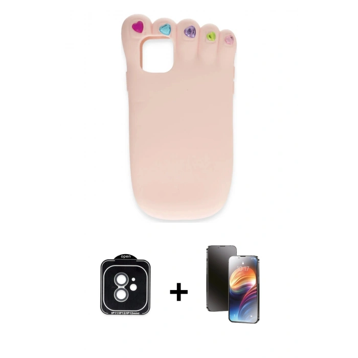 MARSİLYAN™- iPhone 11 Kılıf Akış Yansıma - Siyah 3D Antistatik Mat Seramik Nano Ekran Koruyucu + PVD Metal Kamera Lens - YL