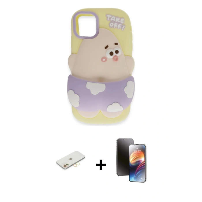 MARSİLYAN™- iPhone 11 Kılıf Akış Yansıma - Siyah 3D Antistatik Mat Seramik Nano Ekran Koruyucu + Renkli Kamera Lens Koruma Cam - SI