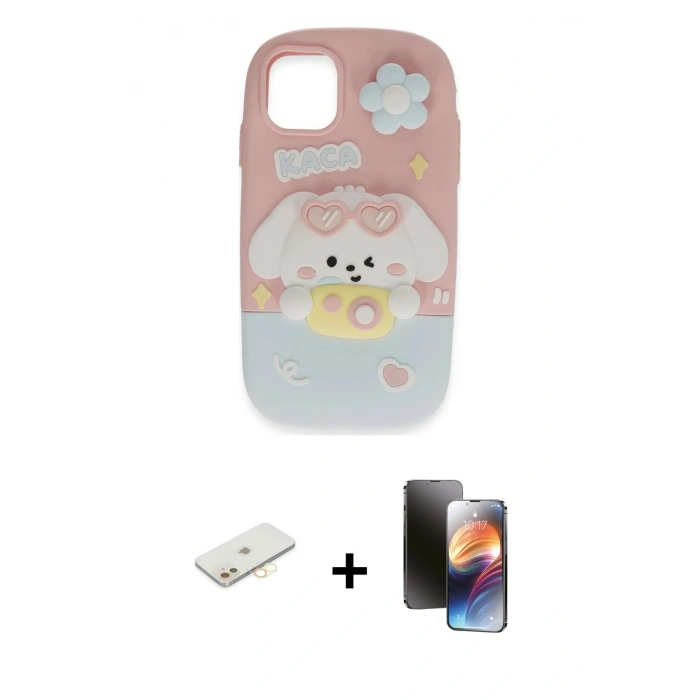 MARSİLYAN™- iPhone 11 Kılıf Akış Yansıma - Siyah 3D Antistatik Mat Seramik Nano Ekran Koruyucu + Renkli Kamera Lens Koruma Cam - SI