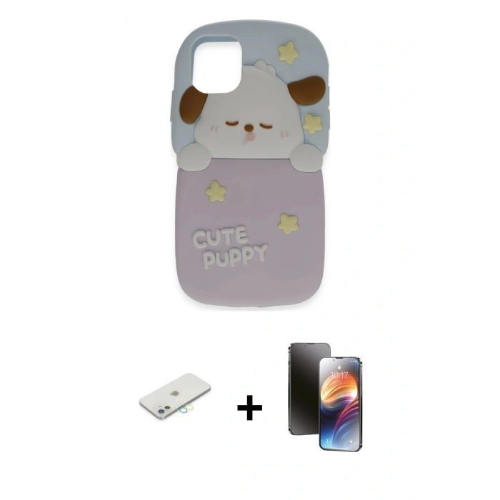 MARSİLYAN™- iPhone 11 Kılıf Akış Yansıma - Siyah 3D Antistatik Mat Seramik Nano Ekran Koruyucu + Sarı Renkli Kamera Lens Koruma Cam