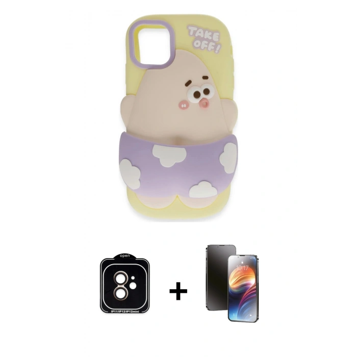 MARSİLYAN™- iPhone 11 Kılıf Akış Yansıma - Siyah 3D Antistatik Mat Seramik Nano Ekran Koruyucu + PVD Metal Kamera Lens - TU