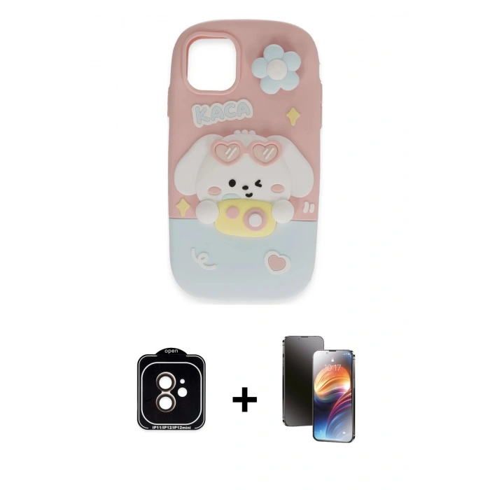 MARSİLYAN™- iPhone 11 Kılıf Akış Yansıma - Siyah 3D Antistatik Mat Seramik Nano Ekran Koruyucu + PVD Metal Kamera Lens - TU