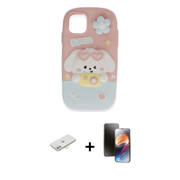 MARSİLYAN™- iPhone 11 Kılıf Akış Yansıma - Siyah 3D Antistatik Mat Seramik Nano Ekran Koruyucu + Renkli Kamera Lens Koruma Cam - YL