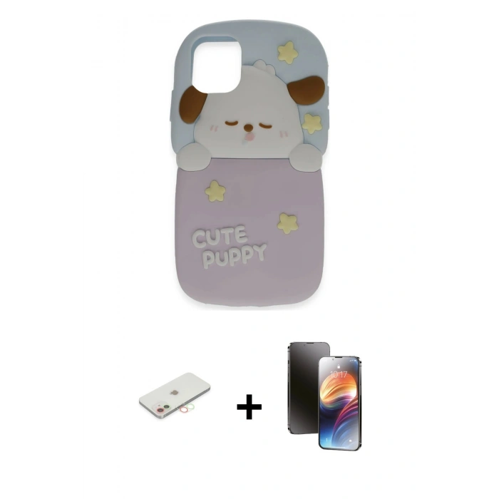 MARSİLYAN™- iPhone 11 Kılıf Akış Yansıma - Siyah 3D Antistatik Mat Seramik Nano Ekran Koruyucu + Renkli Kamera Lens Koruma Cam - YL