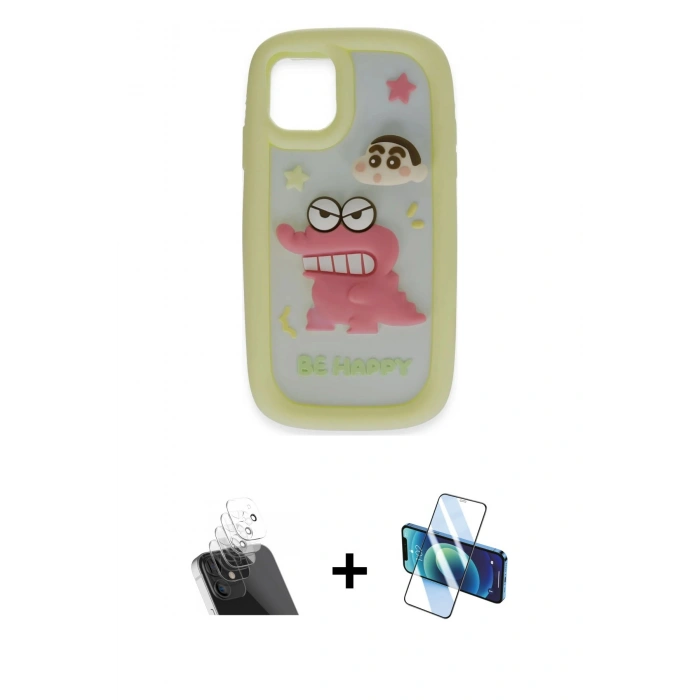 MARSİLYAN™- iPhone 11 Kılıf Akış Yansıma - Siyah 3D Antistatik Seramik Nano Ekran Koruyucu + Kamera Lens Koruma Cam - SF