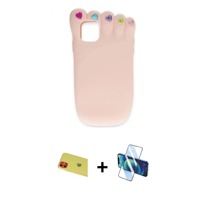 MARSİLYAN™- iPhone 11 Kılıf Akış Yansıma - Siyah 3D Antistatik Seramik Nano Ekran Koruyucu + Rainbow Kamera Lens Koruma Cam - KI