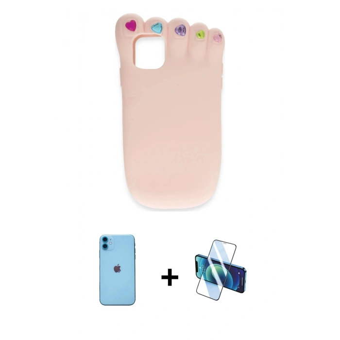 MARSİLYAN™- iPhone 11 Kılıf Akış Yansıma - Siyah 3D Antistatik Seramik Nano Ekran Koruyucu + Neon Fosforlu Kamera Lens - MI