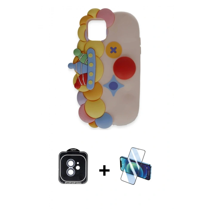 MARSİLYAN™- iPhone 11 Kılıf Akış Yansıma - Siyah 3D Antistatik Seramik Nano Ekran Koruyucu + PVD Metal Kamera Lens - MI