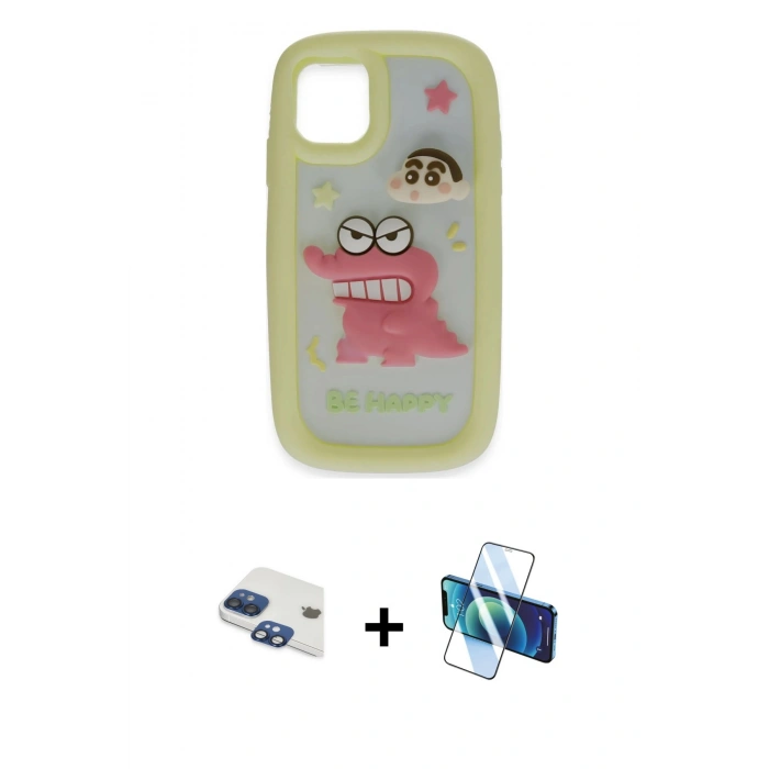 MARSİLYAN™- iPhone 11 Kılıf Akış Yansıma - Siyah 3D Antistatik Seramik Nano Ekran Koruyucu + Pers Alüminyum Kamera Lens - LT