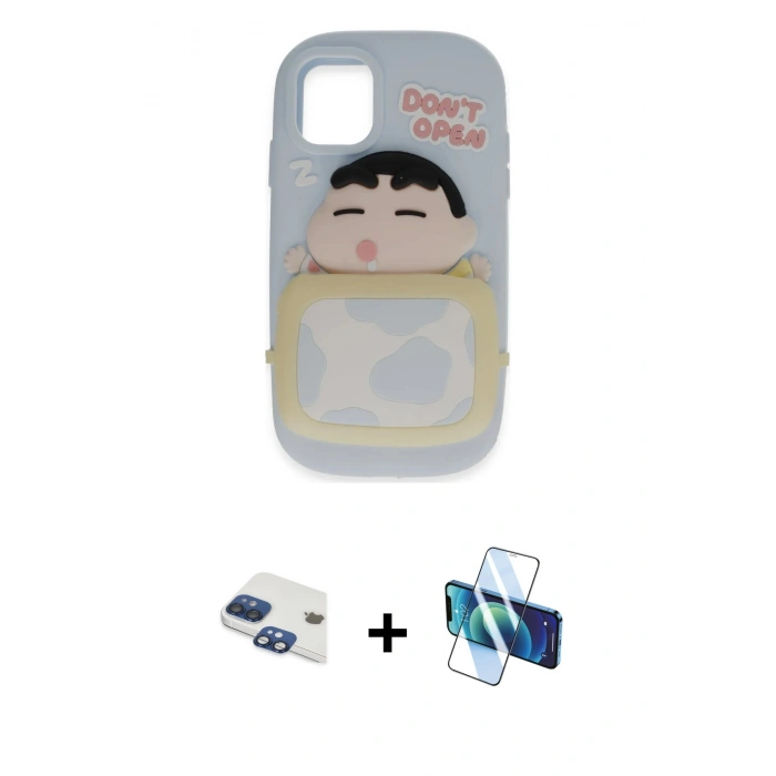 MARSİLYAN™- iPhone 11 Kılıf Akış Yansıma - Siyah 3D Antistatik Seramik Nano Ekran Koruyucu + Pers Alüminyum Kamera Lens - LT