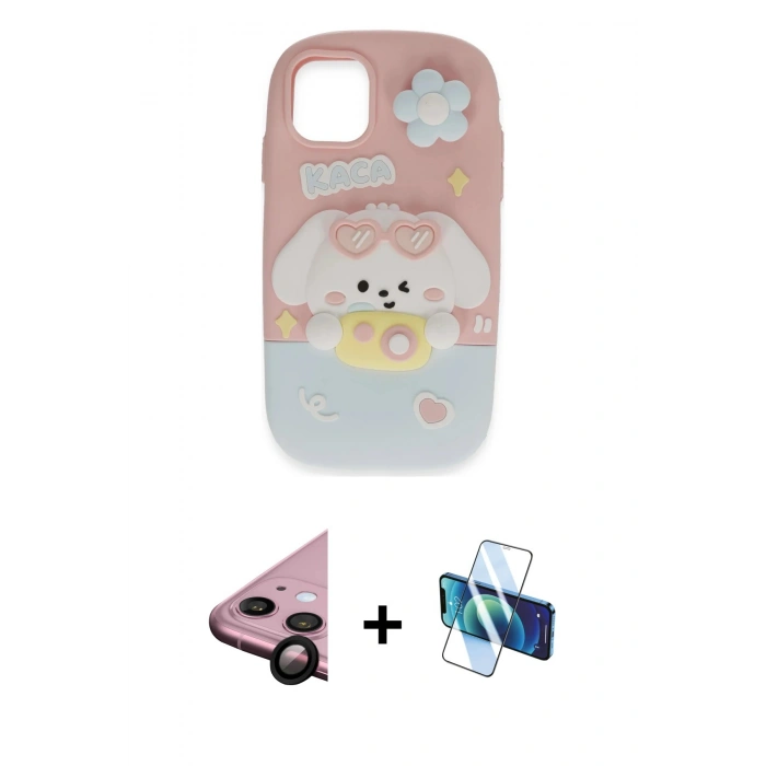 MARSİLYAN™- iPhone 11 Kılıf Akış Yansıma - Siyah 3D Antistatik Seramik Nano Ekran Koruyucu + Raze Metal Kamera Lens - SH