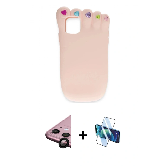 MARSİLYAN™- iPhone 11 Kılıf Akış Yansıma - Siyah 3D Antistatik Seramik Nano Ekran Koruyucu + Raze Metal Kamera Lens - SH
