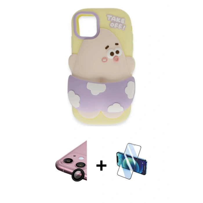 MARSİLYAN™- iPhone 11 Kılıf Akış Yansıma - Siyah 3D Antistatik Seramik Nano Ekran Koruyucu + Raze Metal Kamera Lens - SH