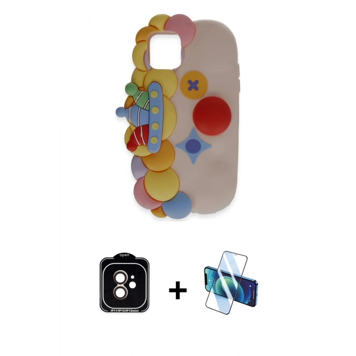 MARSİLYAN™- iPhone 11 Kılıf Akış Yansıma - Siyah 3D Antistatik Seramik Nano Ekran Koruyucu + PVD Metal Kamera Lens - TU
