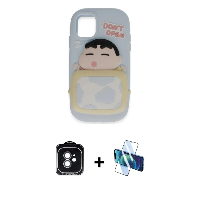 MARSİLYAN™- iPhone 11 Kılıf Akış Yansıma - Siyah 3D Antistatik Seramik Nano Ekran Koruyucu + PVD Metal Kamera Lens - YL