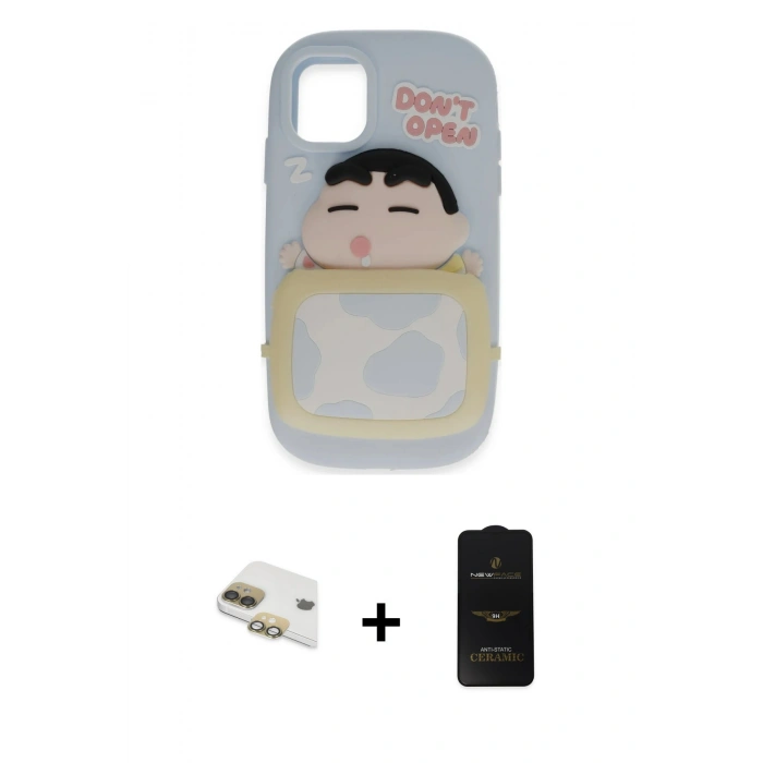 MARSİLYAN™- iPhone 11 Kılıf Akış Yansıma - Siyah 6D Antistatik Mat Seramik Hayalet Nano Ekran Koruyucu + Pers Alüminyum Kamera Lens - GD