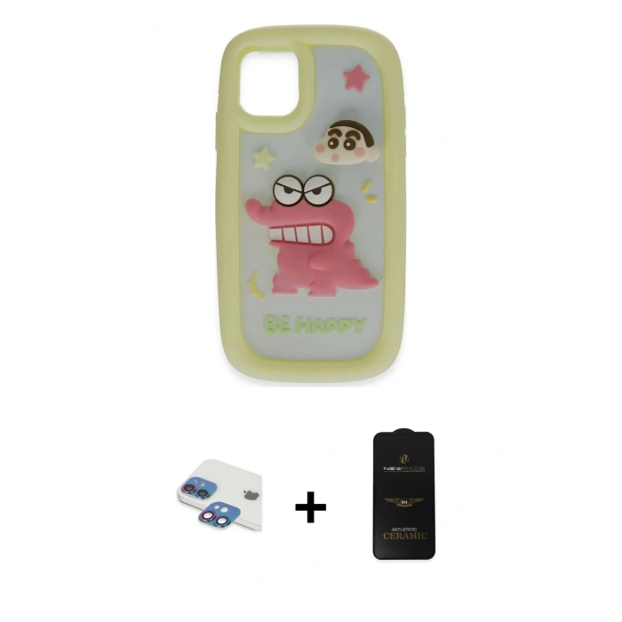 MARSİLYAN™- iPhone 11 Kılıf Akış Yansıma - Siyah 6D Antistatik Mat Seramik Hayalet Nano Ekran Koruyucu + Pers Alüminyum Kamera Lens - GI