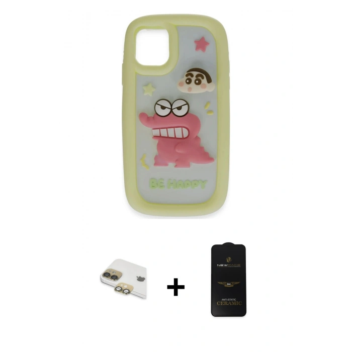 MARSİLYAN™- iPhone 11 Kılıf Akış Yansıma - Siyah 6D Antistatik Mat Seramik Hayalet Nano Ekran Koruyucu + Pers Alüminyum Kamera Lens - GD