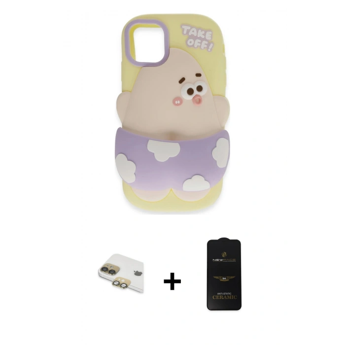 MARSİLYAN™- iPhone 11 Kılıf Akış Yansıma - Siyah 6D Antistatik Mat Seramik Hayalet Nano Ekran Koruyucu + Pers Alüminyum Kamera Lens - GD