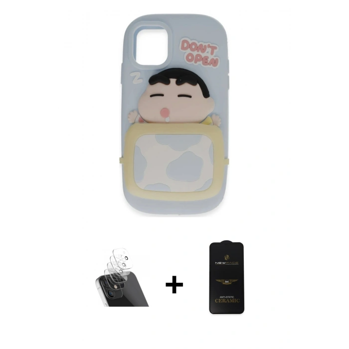 MARSİLYAN™- iPhone 11 Kılıf Akış Yansıma - Siyah 6D Antistatik Mat Seramik Hayalet Nano Ekran Koruyucu + Kamera Lens Koruma Cam - SF