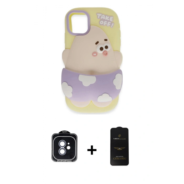 MARSİLYAN™- iPhone 11 Kılıf Akış Yansıma - Siyah 6D Antistatik Mat Seramik Hayalet Nano Ekran Koruyucu + PVD Metal Kamera Lens - MI