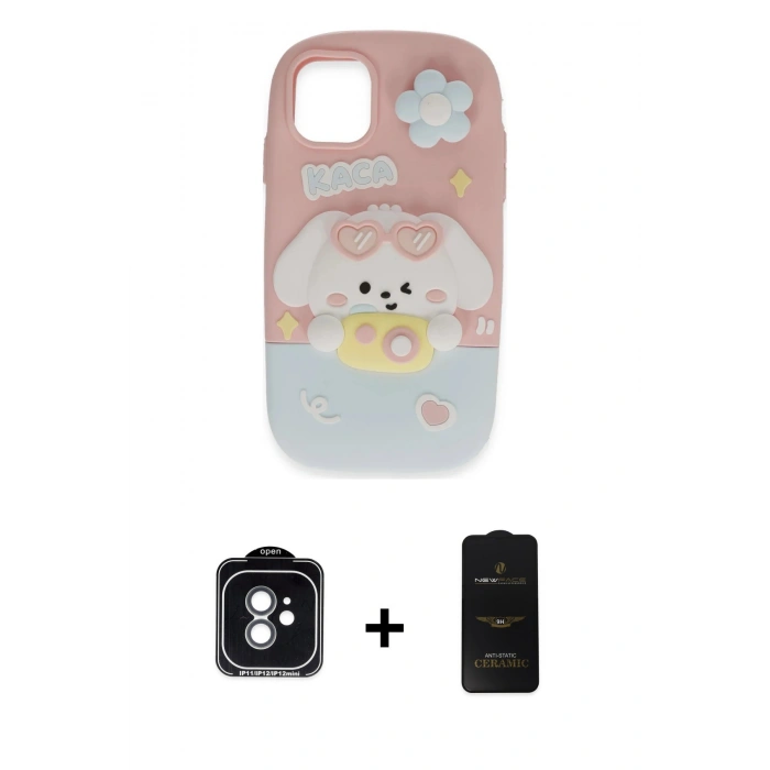 MARSİLYAN™- iPhone 11 Kılıf Akış Yansıma - Siyah 6D Antistatik Mat Seramik Hayalet Nano Ekran Koruyucu + PVD Metal Kamera Lens - YL