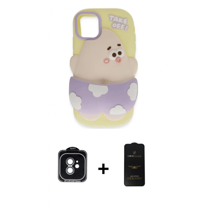 MARSİLYAN™- iPhone 11 Kılıf Akış Yansıma - Siyah 6D Antistatik Mat Seramik Hayalet Nano Ekran Koruyucu + PVD Metal Kamera Lens - YL