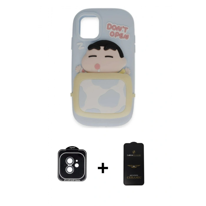 MARSİLYAN™- iPhone 11 Kılıf Akış Yansıma - Siyah 6D Antistatik Mat Seramik Hayalet Nano Ekran Koruyucu + PVD Metal Kamera Lens - YL