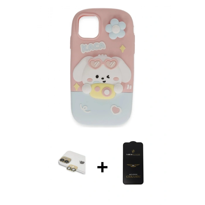 MARSİLYAN™- iPhone 11 Kılıf Akış Yansıma - Siyah 6D Antistatik Mat Seramik Hayalet Nano Ekran Koruyucu + Pers Alüminyum Kamera Lens - GD