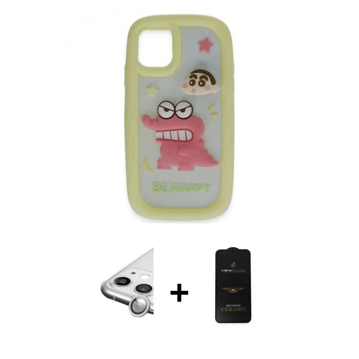 MARSİLYAN™- iPhone 11 Kılıf Akış Yansıma - Siyah 6D Antistatik Mat Seramik Hayalet Nano Ekran Koruyucu + Raze Metal Kamera Lens - GS