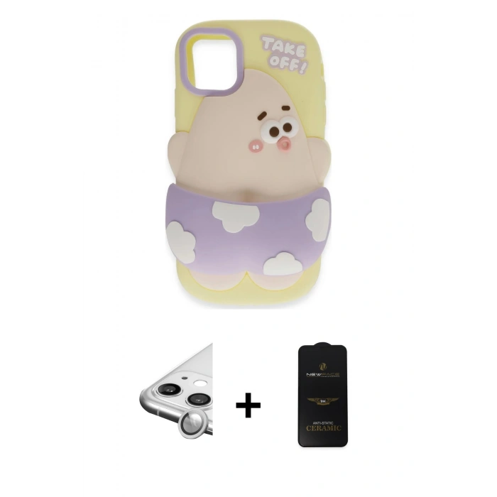 MARSİLYAN™- iPhone 11 Kılıf Akış Yansıma - Siyah 6D Antistatik Mat Seramik Hayalet Nano Ekran Koruyucu + Raze Metal Kamera Lens - GS